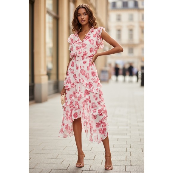 MISA Los Angeles
 Virginie Floral Ruffle Midi Dress main image 0